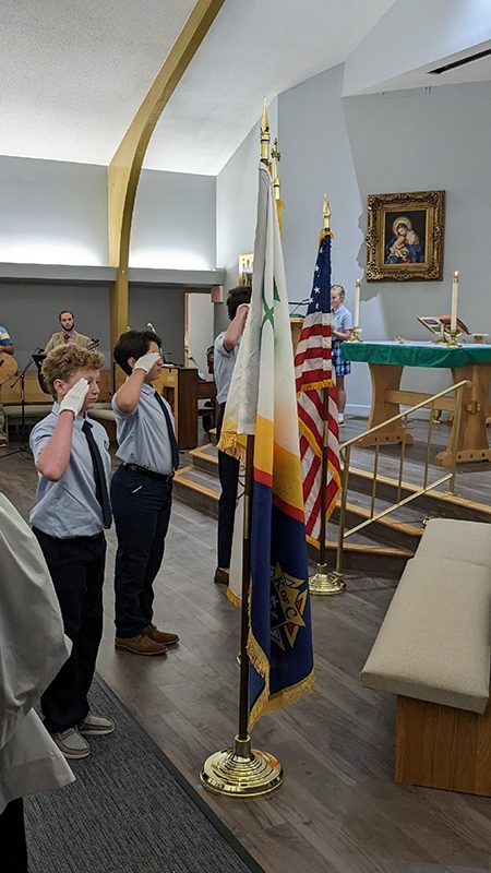 Read more about the article Immaculate Conception School dedicates flags donated by Knights of Columbus